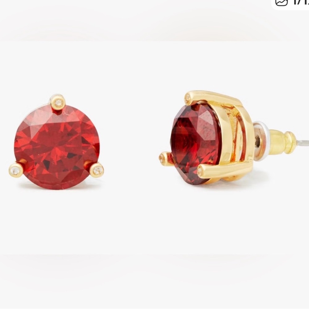 NWT!Beautiful KATE SPADE ♠️ Rise & Shine Gold/Garnet Stud Earrings & Dust Bag!